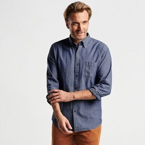 Peter Millar Men's Indigo Tamworth Chambray Shirt Medium